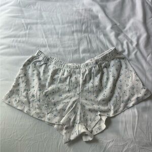 Brandy Melville White and Blue Floral Pajama Shorts